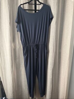 Amazon Navy Short-Sleeve Drawstring Jumpsuit